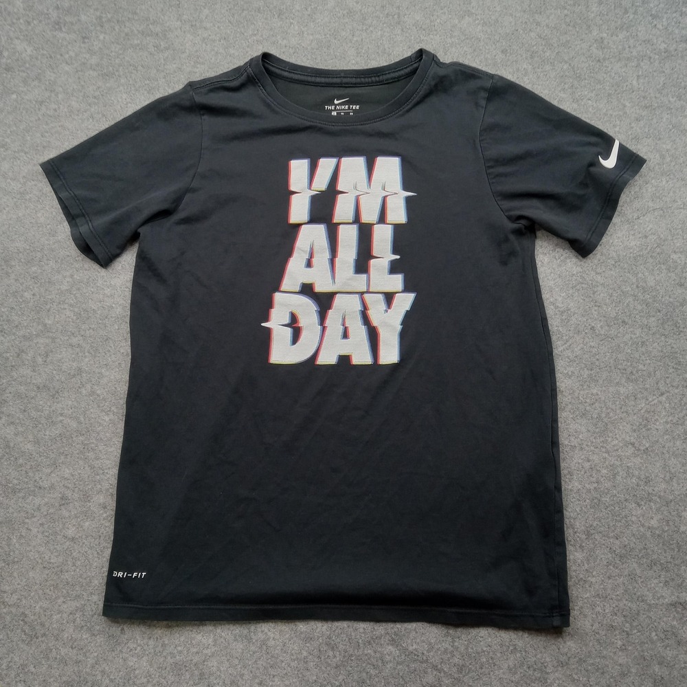 Nike Shirt Boys XL Black Dri-Fit Im All Day Graphic Athletic Training T-Shirt